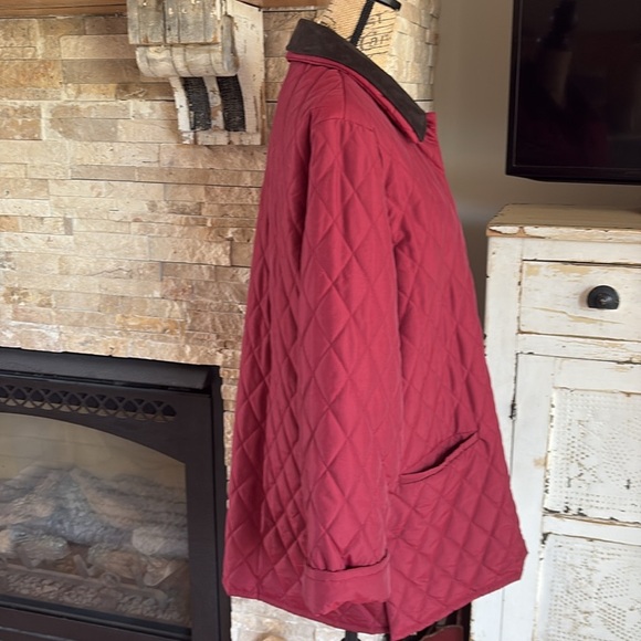 Vintage Carlisle maroon quilted barn jacket removable brown collar pockets - Picture 10 of 16